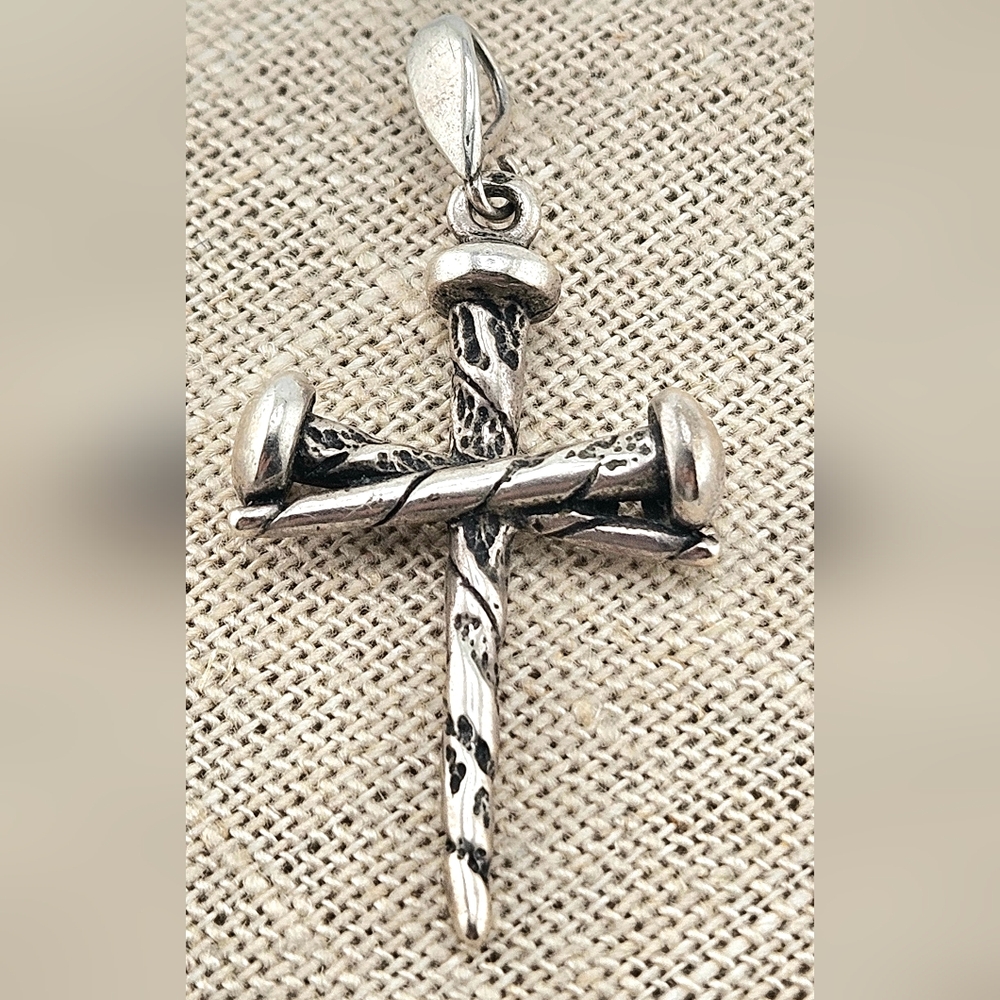Cross Sterling Silver Nail Cross Crucifixion 3D 925 Silver Pendant